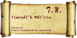 Timcsák Mária névjegykártya